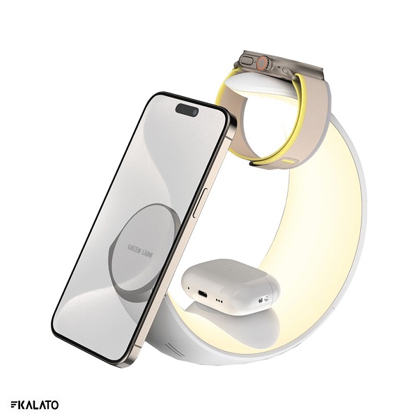 شارژر بی سیم گرین لاین مدل Moon Charge 4 in 1 سفید